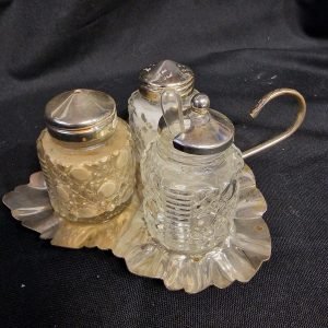 Verzilverd Egels ménage setje.