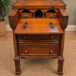 Mazzantica cederhouten schrijftafel met neerklapbaar front.